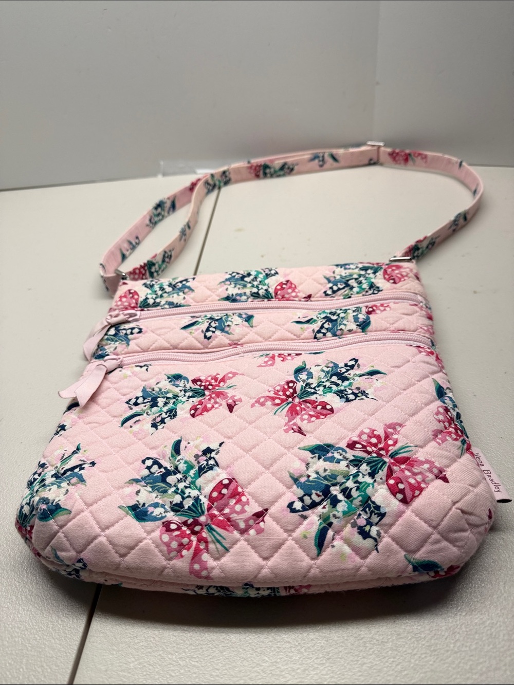 Vera Bradley Light Pink Quilted Floral Crossbody Bag. NWOT